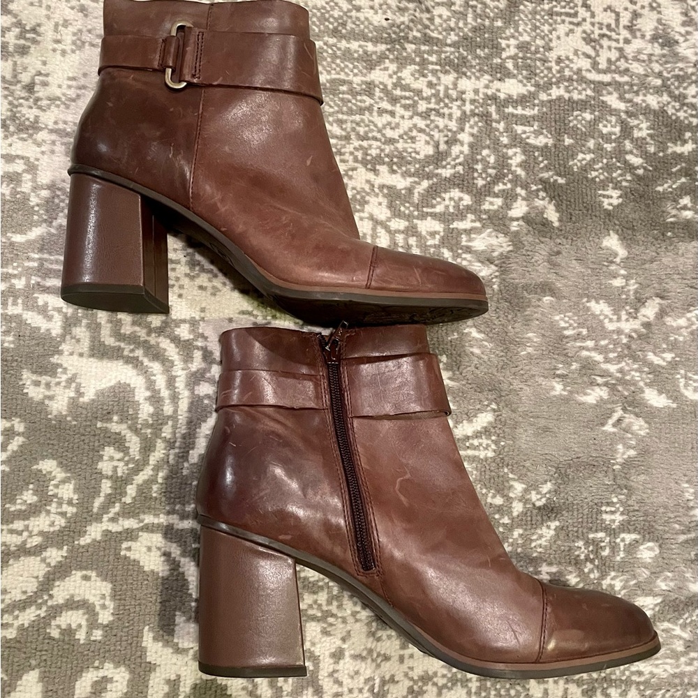 Korks size 10-Distressed Ankle boots- 3” block heel - worn only a few times EUC